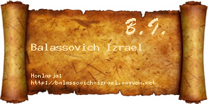 Balassovich Izrael névjegykártya